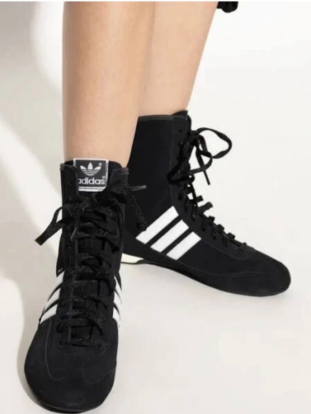 adidas Black and White High-Top Lace-Up Boots